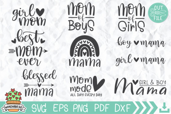 Mom Svg Bundle Hand Lettered for Crafts and Graphics